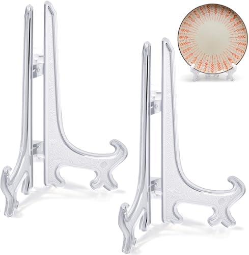 6 Inch Clear Acrylic Plate Stands for Display Holders 2pcs in Clear