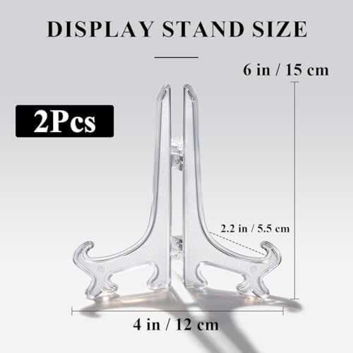 6 Inch Clear Acrylic Plate Stands for Display Holders 2pcs in Clear, alternate view 3