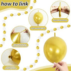 6 Inch Gold and White Linking Balloons, 120Pcs Quick Link Balloons Garland & Arch Kit for DIY Balloon Wall, alternate view 3
