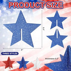 6 Inch Labor Day Decorations Wooden Stars Set, 3D Glitter Star Memorial Day Tiered Tray Decor, 4th of July Red, alternate