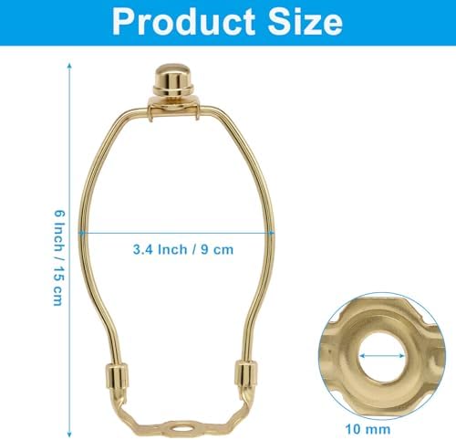 6 Inch Lamp Shade Harp Holder, 2 Pcs, Gold in Gold, alternate view 2