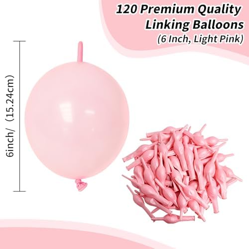 6 Inch Light Pink Linking Balloons, 120Pcs Quick Link Balloons Garland & Arch Kit for DIY Balloon Wall, Pink, alternate view