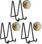 6 Inch Metal Square Picture Frame Easel Stands for Plates, Photos, Decor (Black, 6 Pack) in matte black