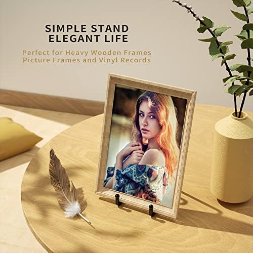 6 Inch Metal Square Picture Frame Easel Stands for Plates, Photos, Decor (Black, 6 Pack) in matte black, alternate view 5