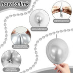 6 Inch Metallic Silver Linking Balloons, 120Pcs Quick Link Balloons Garland & Arch Kit for DIY Balloon Wall, alternate view 3