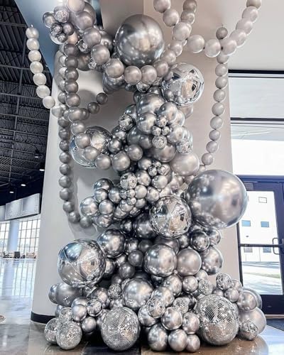 6 Inch Metallic Silver Linking Balloons, 120Pcs Quick Link Balloons Garland & Arch Kit for DIY Balloon Wall, alternate view 4