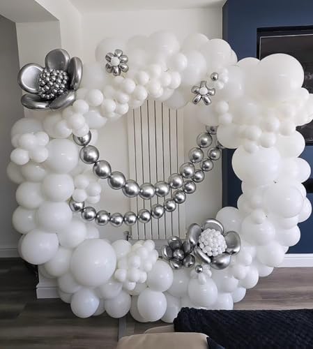 6 Inch Metallic Silver Linking Balloons, 120Pcs Quick Link Balloons Garland & Arch Kit for DIY Balloon Wall, alternate view 7