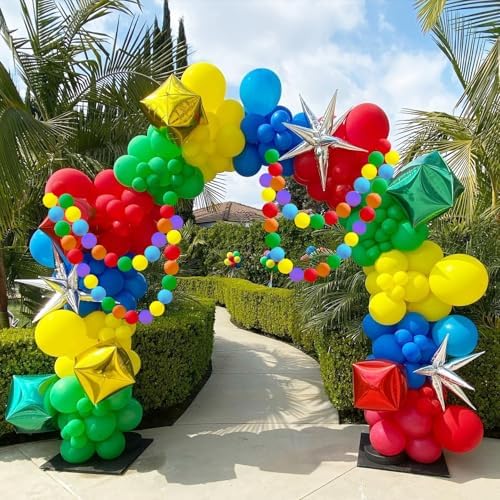 6 Inch Rainbow Linking Balloons, 120Pcs Quick Link Balloons Garland & Arch Kit for DIY Balloon Wall, Multi Color, alternate