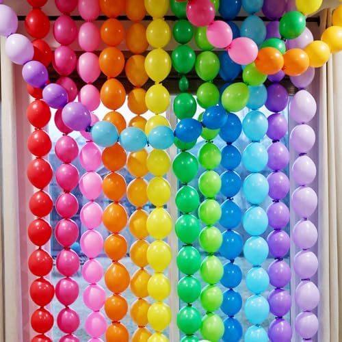 6 Inch Rainbow Linking Balloons, 120Pcs Quick Link Balloons Garland & Arch Kit for DIY Balloon Wall, Multi Color, alternate