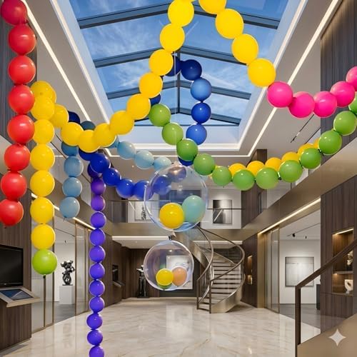 6 Inch Rainbow Linking Balloons, 120Pcs Quick Link Balloons Garland & Arch Kit for DIY Balloon Wall, Multi Color, alternate