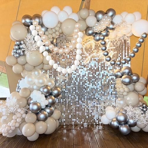 6 Inch White and Silver Linking Balloons, 120Pcs Quick Link Balloons Garland Arch Kit for DIY Balloon Wall, alternate view 6