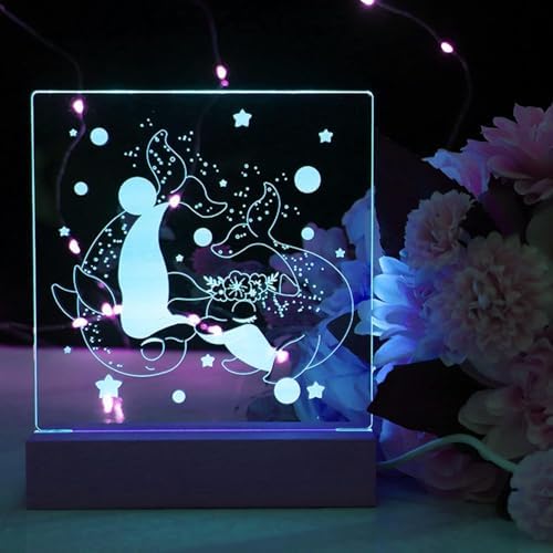 6" Multi Colored Wood LED Light Base with Acrylic Sheet for Home Decor Art, alternate view 5