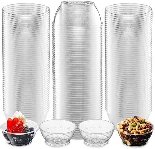 6 Oz Clear Mini Plastic Dessert Bowls (100-Pack) Disposable Serving Bowls in 6 Ounce in Clear