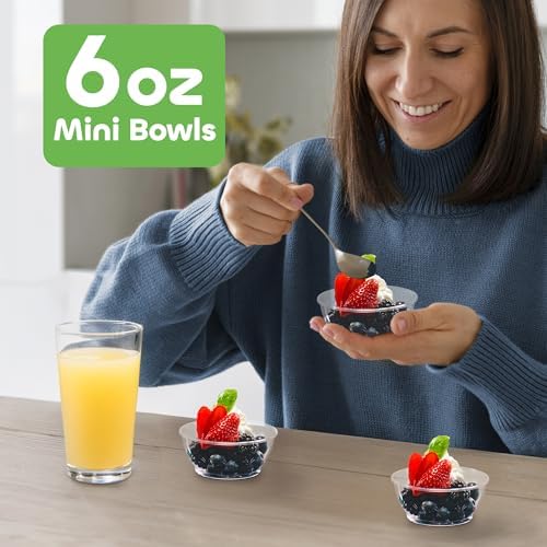 6 Oz Clear Mini Plastic Dessert Bowls (100-Pack) Disposable Serving Bowls in 6 Ounce in Clear, alternate view 2