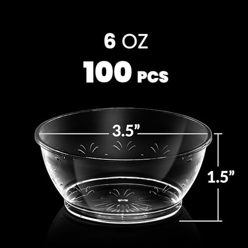 6 Oz Clear Mini Plastic Dessert Bowls (100-Pack) Disposable Serving Bowls in 6 Ounce in Clear, alternate view 3