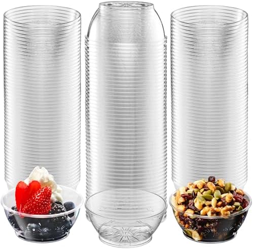6 Oz Clear Mini Plastic Dessert Bowls (400-Pack) Disposable Serving Bowls in 6 Ounce in Clear