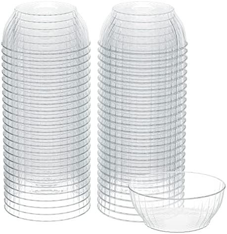6 Oz Clear Plastic Bowls - 100 Pack disposable bowls - Premium Hard Small Plastic Bowls - Heavy Duty Ice Cream