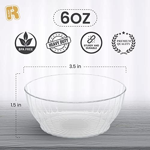 6 Oz Clear Plastic Bowls - 100 Pack disposable bowls - Premium Hard Small Plastic Bowls - Heavy Duty Ice Cream, alternate