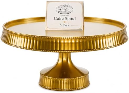 6 Pack 10.5" Plastic Cake Stand, Elegant Reusable Pedestal Dessert Display Tray, Heavyweight Plasticware for