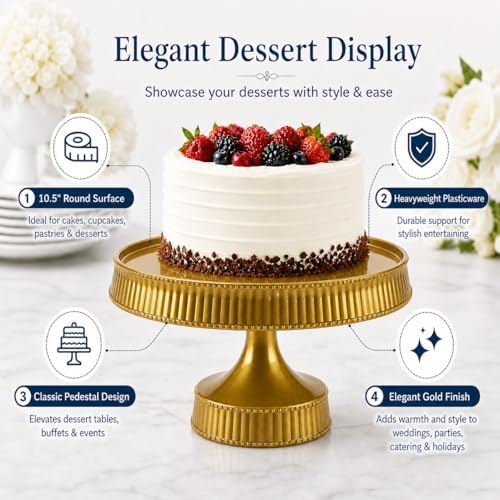 6 Pack 10.5" Plastic Cake Stand, Elegant Reusable Pedestal Dessert Display Tray, Heavyweight Plasticware for, alternate view