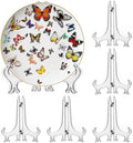 6 Pack 10 Inch Clear Plastic Easels or Stand/Plate Holders to Display Pictures or Other Items at Weddings, Plate