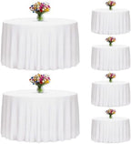 6 Pack 120 Inch Round Tablecloths White in White