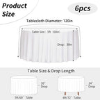 6 Pack 120 Inch Round Tablecloths White in White, alternate view 3