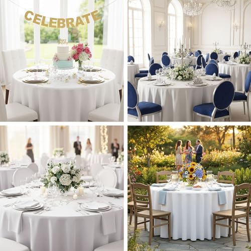 6 Pack 120 Inch Round Tablecloths White in White, alternate view 7