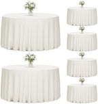 6 Pack 120 Inch Tablecloths Round Ivory Table Cover in Ivory