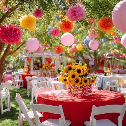 6 Pack 120 Inch Tablecloths Round Red Table Cover in Red, alternate view 5