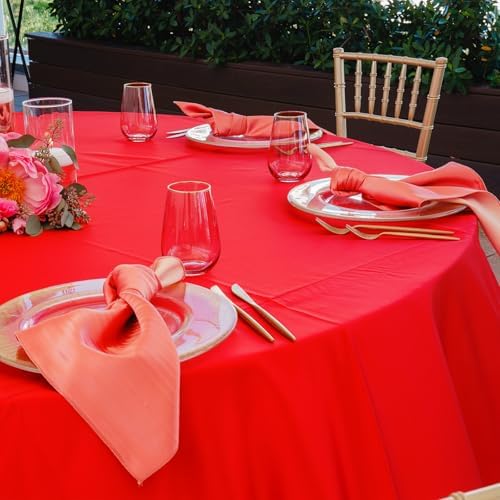 6 Pack 120 Inch Tablecloths Round Red Table Cover in Red, alternate view 6
