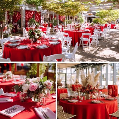 6 Pack 120 Inch Tablecloths Round Red Table Cover in Red, alternate view 7