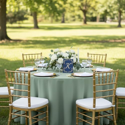 6 Pack 120 Inch Tablecloths Round Sage Green Table Cover in Sage Green, alternate view 2