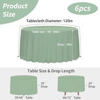6 Pack 120 Inch Tablecloths Round Sage Green Table Cover in Sage Green, alternate view 3