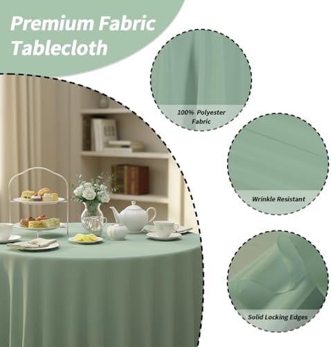 6 Pack 120 Inch Tablecloths Round Sage Green Table Cover in Sage Green, alternate view 4