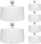 6 Pack 120 Inch Tablecloths Round White Table Cover in White