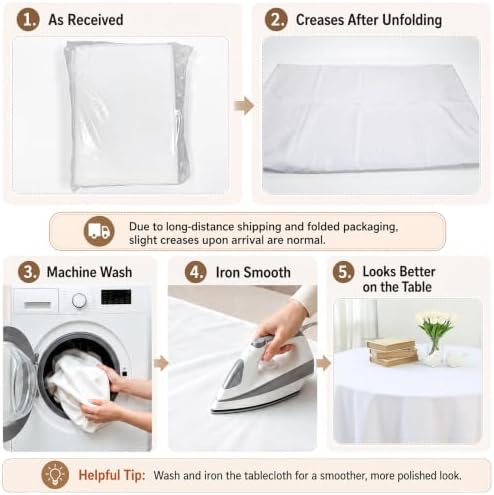 6 Pack 120 Inch Tablecloths Round White Table Cover in White, alternate view 2