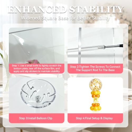 6 Pack 15.75 Inch Clear Acrylic Balloon Stand Kit for Table in Clear, alternate view 3