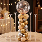 6 Pack 15.75 Inch Clear Acrylic Tabletop Balloon Stand Kit, Reusable Balloon Sticks Holders with Base, Table