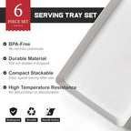 6 Pack, 16" x 11" Large White Serving Trays Set - Reusable Plastic Serving Platters for Cookie, Appetizer, alternate view 4