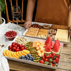 6 Pack, 16" x 11" Large White Serving Trays Set - Reusable Plastic Serving Platters for Cookie, Appetizer, alternate view 7