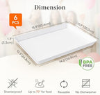 6-Pack 16" x 12" Extra Large Plastic Food Serving Trays for Party in White, alternate view 3