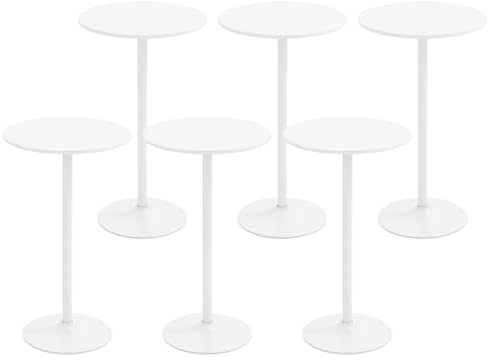 6-Pack 2-in-1 Bar Table with Detachable Pole, Metal Base, 24" Round Top, 40"/22" Two Convertible Height