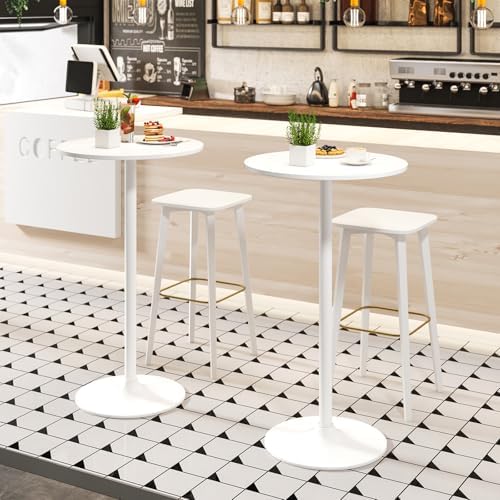 6-Pack 2-in-1 Bar Table with Detachable Pole, Metal Base, 24" Round Top, 40"/22" Two Convertible Height, alternate view 7