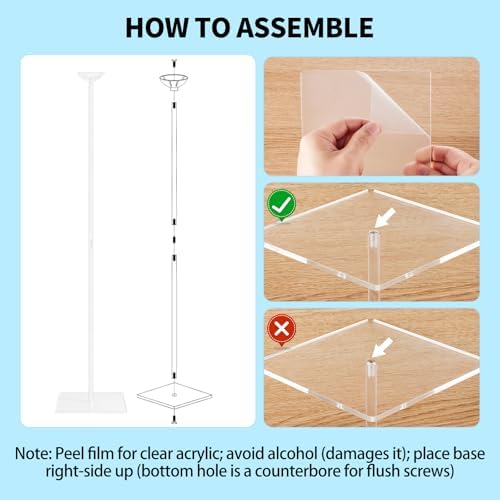 6 Pack 24 Inch Reusable Acrylic Balloon Stand Kit-Heavy Duty, Adjustable Height with Sticks and Base, Balloon, alternate view