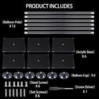 6 Pack 24 Inch Reusable Acrylic Balloon Stand Kit-Heavy Duty, Adjustable Height with Sticks and Base, Balloon, alternate view