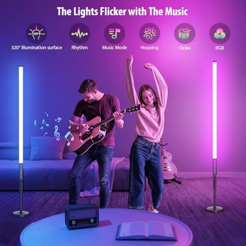 6 Pack 3ft RGB Tube Light Portable 5000mAh Battery Powered LED Tube Lights with Stand & Remote 500 Lighting, alternate view 2