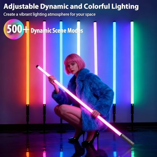 6 Pack 3ft RGB Tube Light Portable 5000mAh Battery Powered LED Tube Lights with Stand & Remote 500 Lighting, alternate view 3