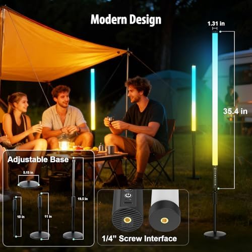 6 Pack 3ft RGB Tube Light Portable 5000mAh Battery Powered LED Tube Lights with Stand & Remote 500 Lighting, alternate view 4