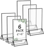 6 Pack 4x6 Inch Clear Acrylic Sign Holders, Black Border Double-Sided Vertical Picture Frames & Display Stands